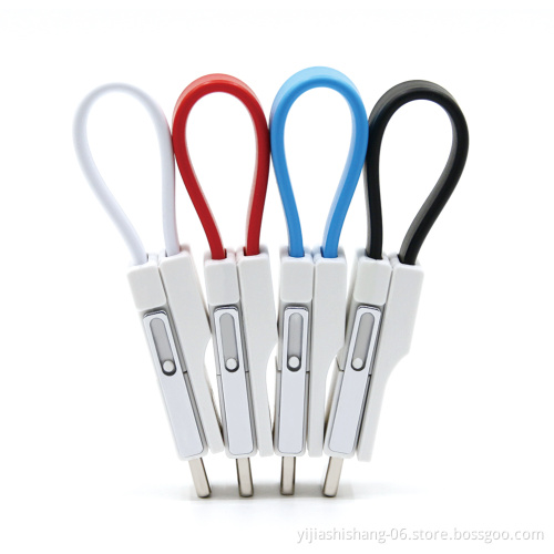 Yijiashishang 3 in 1 Keychain USB Data Cable for iPhone Micro USB Type C Fast Charging Mobile Phone Charger Cable for Samsung Galaxy Xiaomi